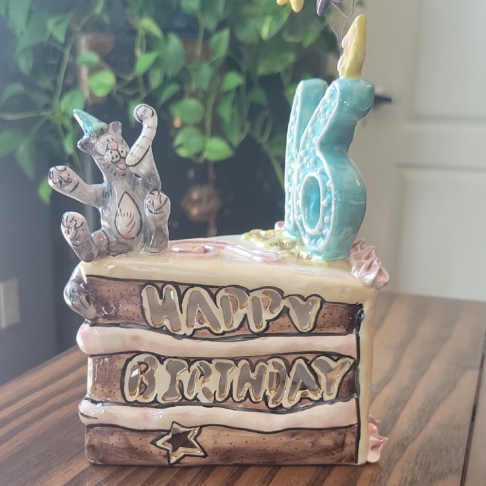 2001 BLUE SKY "Happy Birthday" Sweet 16 Figurine / Candle Holder